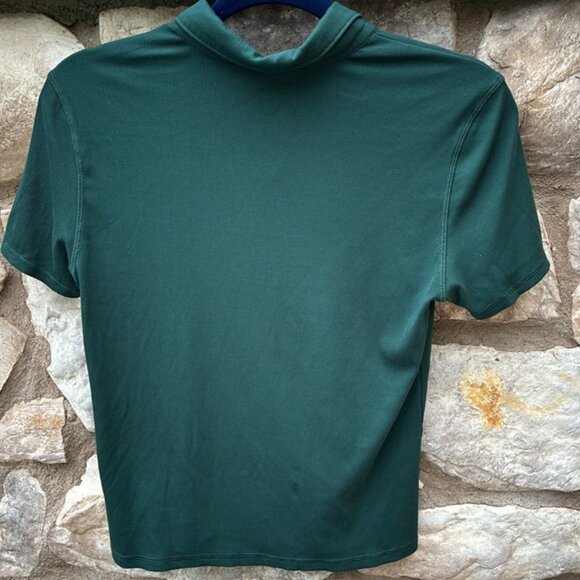Vuori Women’s Fitted Polo Shirt Green Size Large Short Sleeve Stretch Preppy - Picture 5 of 6